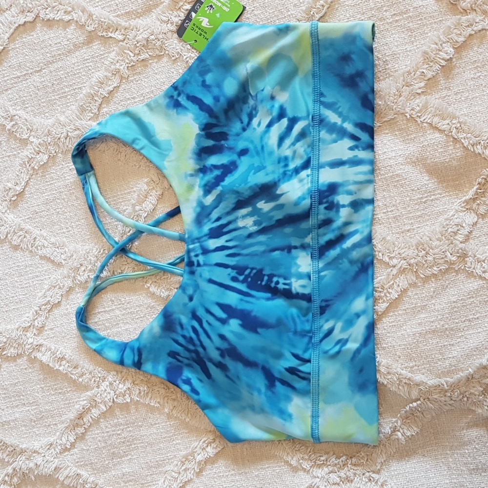 Athletic Works blue and green tie dye dri more sports bra
